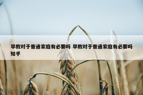 早教对于普通家庭有必要吗 早教对于普通家庭有必要吗知乎