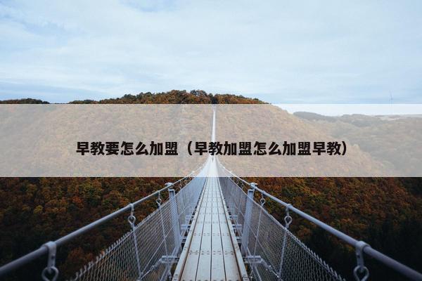 早教要怎么加盟（早教加盟怎么加盟早教）