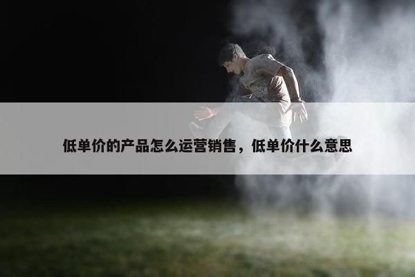 低单价的产品怎么运营销售，低单价什么意思