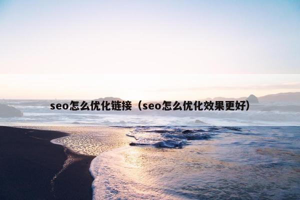 seo怎么优化链接（seo怎么优化效果更好）