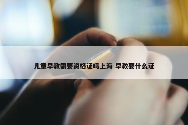 儿童早教需要资格证吗上海 早教要什么证