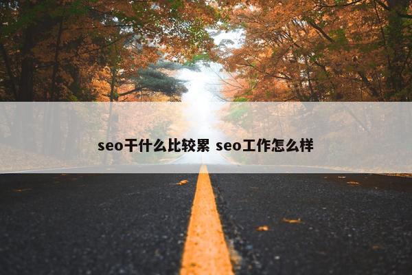 seo干什么比较累 seo工作怎么样