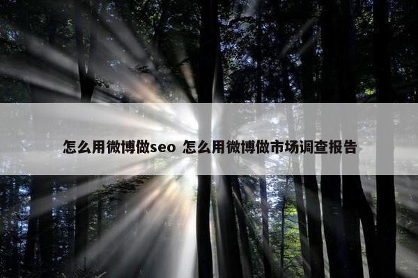 怎么用微博做seo 怎么用微博做市场调查报告