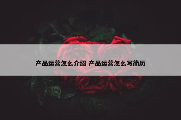 产品运营怎么介绍 产品运营怎么写简历