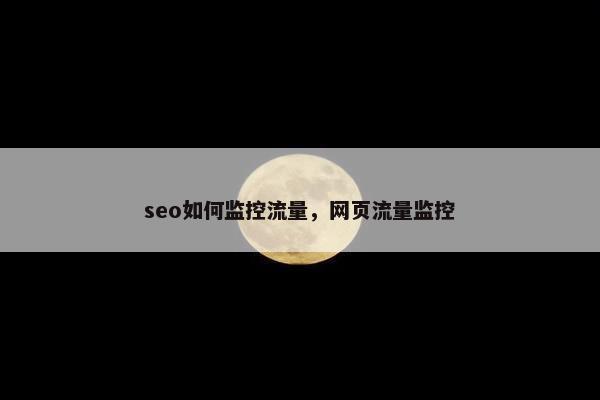 seo如何监控流量，网页流量监控