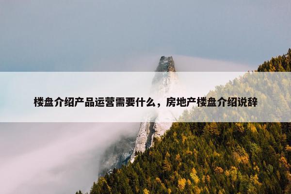 楼盘介绍产品运营需要什么，房地产楼盘介绍说辞