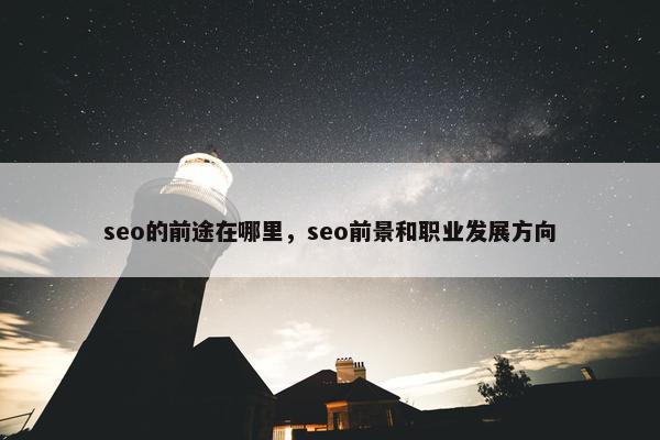 seo的前途在哪里，seo前景和职业发展方向