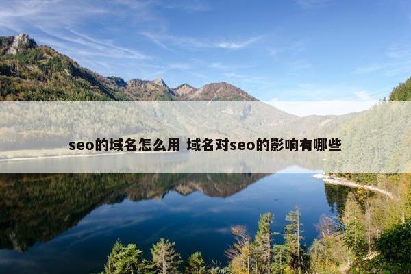 seo的域名怎么用 域名对seo的影响有哪些