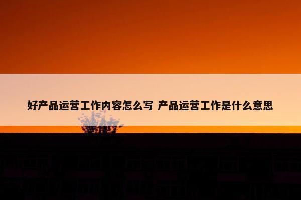 好产品运营工作内容怎么写 产品运营工作是什么意思