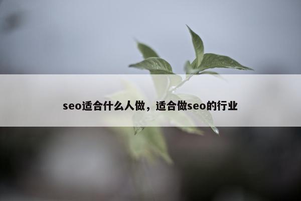 seo适合什么人做，适合做seo的行业