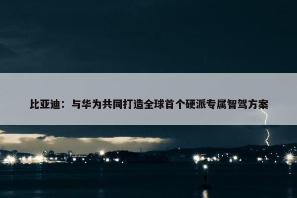 比亚迪：与华为共同打造全球首个硬派专属智驾方案