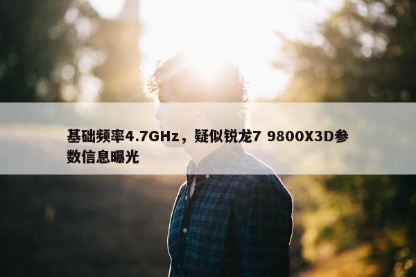 基础频率4.7GHz，疑似锐龙7 9800X3D参数信息曝光