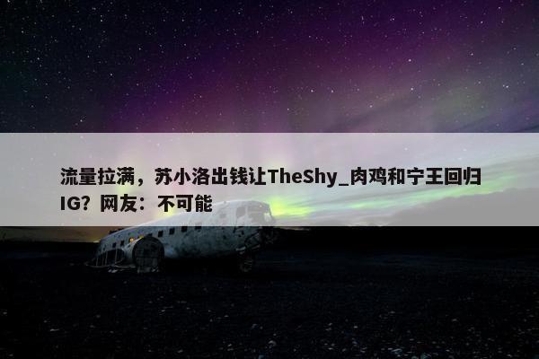 流量拉满，苏小洛出钱让TheShy_肉鸡和宁王回归IG？网友：不可能