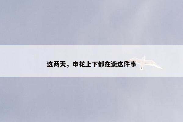 这两天，申花上下都在谈这件事