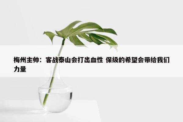 梅州主帅：客战泰山会打出血性 保级的希望会带给我们力量