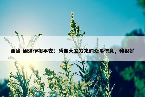 亚当-绍洛伊报平安：感谢大家发来的众多信息，我很好