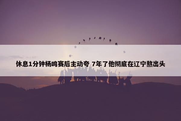 休息1分钟杨鸣赛后主动夸 7年了他彻底在辽宁熬出头