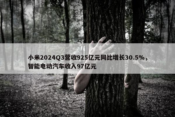 小米2024Q3营收925亿元同比增长30.5%，智能电动汽车收入97亿元