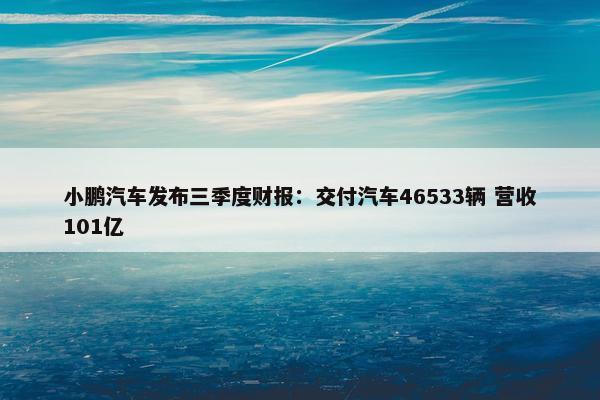 小鹏汽车发布三季度财报：交付汽车46533辆 营收101亿