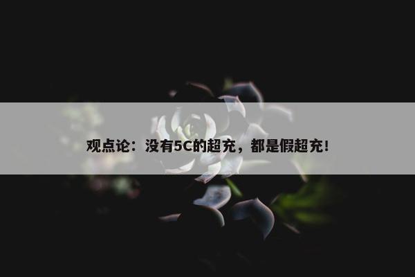 观点论：没有5C的超充，都是假超充！