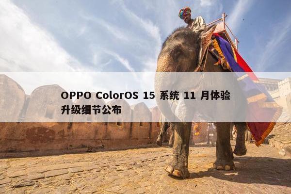 OPPO ColorOS 15 系统 11 月体验升级细节公布