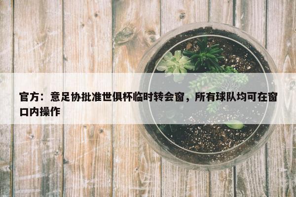 官方：意足协批准世俱杯临时转会窗，所有球队均可在窗口内操作