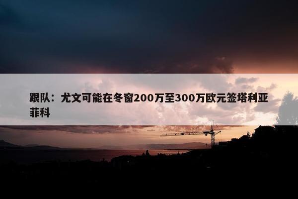 跟队：尤文可能在冬窗200万至300万欧元签塔利亚菲科