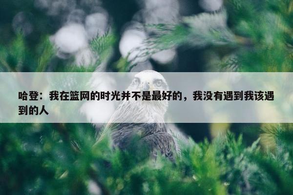 哈登：我在篮网的时光并不是最好的，我没有遇到我该遇到的人