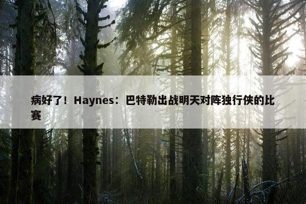 病好了！Haynes：巴特勒出战明天对阵独行侠的比赛