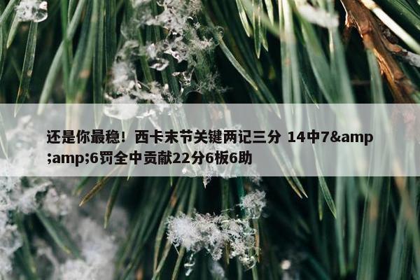 还是你最稳！西卡末节关键两记三分 14中7&amp;6罚全中贡献22分6板6助