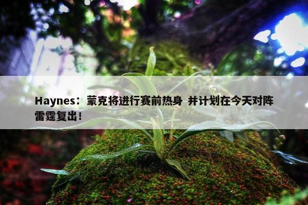 Haynes：蒙克将进行赛前热身 并计划在今天对阵雷霆复出！